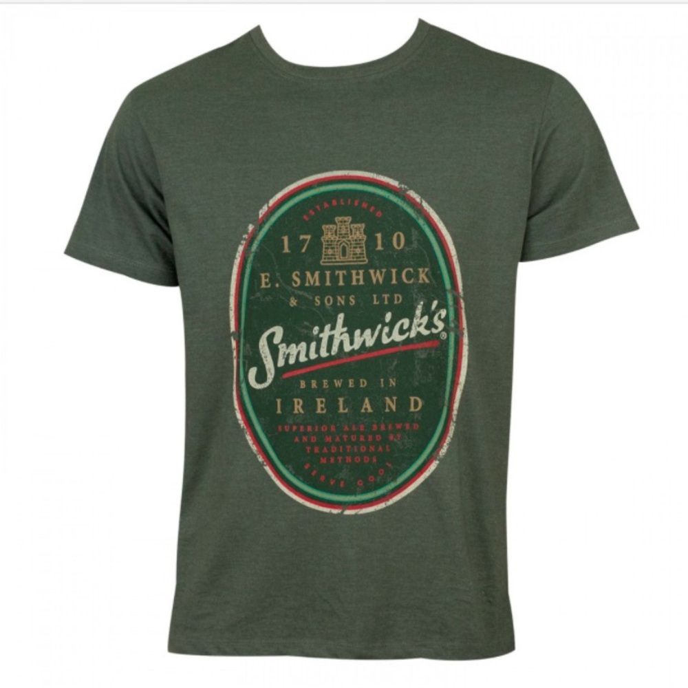Smithwicks Distressed Tee Shirt Men medium Green Irish beer Ireland